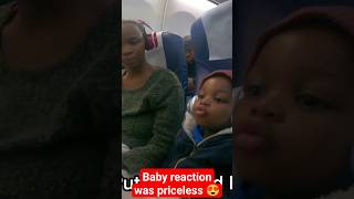 3yr old baby reaction to her first flight #travel #flight #love #family #flying #airport #vacation
