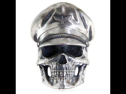 Ghiul Argint 925 Oxidat Craniu Skull Kommandant - Forta si Atitudine