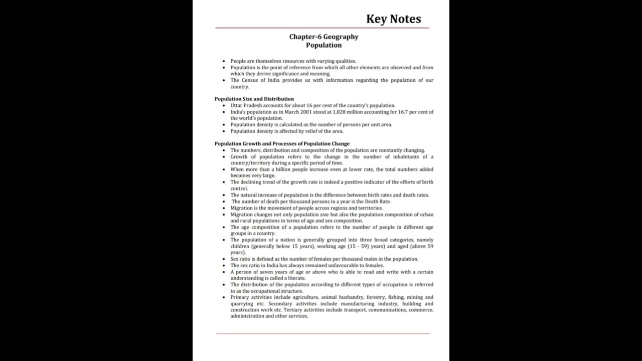 9th class geography chapter 6 - population | handwritten notes