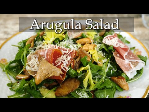 Arugula Salad with Oyster Mushrooms and Prosciutto