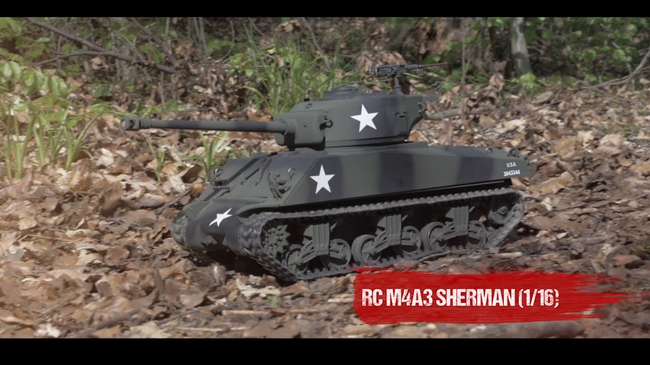 RC tank M4A3 Sherman 75mm 1:16 IR, zelená