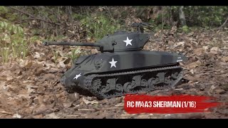 TORRO tank PRO 1/16 RC M4A3 Sherman 75mm kamufláž zelená - infra IR - Servo
