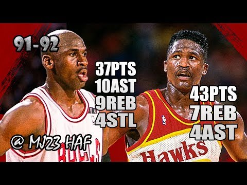 Michael Jordan vs Dominique Wilkins Highlights vs Hawks (1991.12.21) - 80PTS, INSANE Scoring BATTLE!