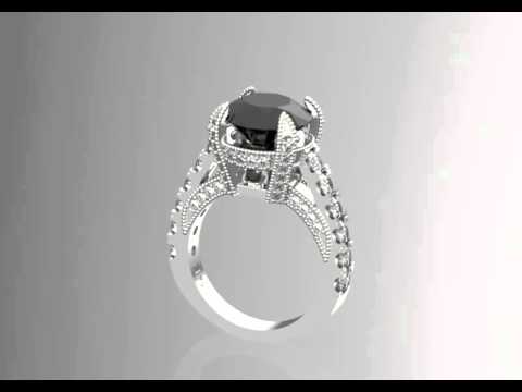 Black diamond white gold ring