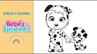 Bebés llorones PERRITO DÁLMATA| dibuja y colorea BEBÉS LLORONES y sus MASCOTAS. Aprende a dibujar