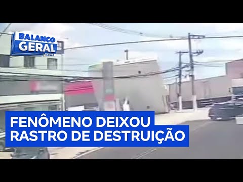 Vendaval em São Paulo leva teto de posto e provoca destelhamento de casas