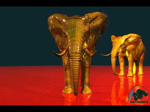 Implosion reconstruction éléphant video couleur métal jaune   VEROTRICKX3D