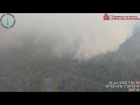 Los vecinos de Usi, Anoz y Navaz regresan a sus casas mientras el incendio de Ezkabarte mantiene focos activos 