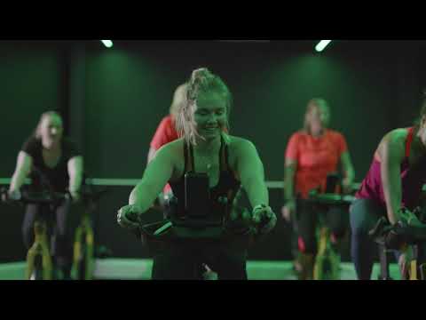 Group cycling featuring Technogym