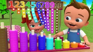 Little Babies Fun Play Learning Numbers for Children with Wooden Rings Numbers Toy Set 3D Kids Edu