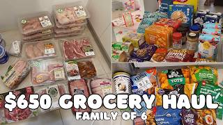 Feeding a Family of 6 for $650 | Realistic Grocery Haul Australia