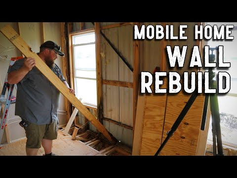 Bedroom Wall Studs ROTTED OUT // Mobile Home Renovation