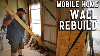 Bedroom Wall Studs ROTTED OUT // Mobile Home Renovation