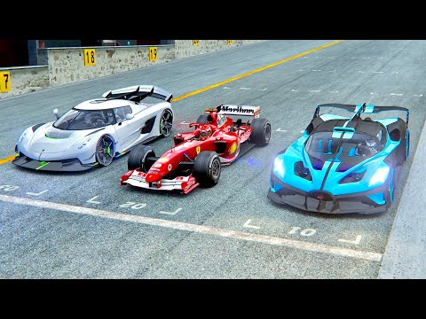 Bugatti Bolide vs Ferrari F1 2004 vs Koenigsegg Jesko at Monza