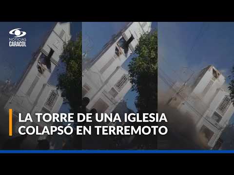 Impactantes imágenes: la torre de una iglesia colapsó por completo tras terremoto en Colombia