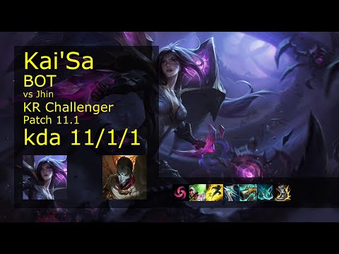 Kai'Sa ADC vs Jhin - KR Challenger 11/1/1 Patch 11.1 Gameplay // [롤] 카이사 vs 진