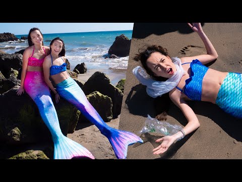 We Became Mermaids at the Beach! (#TeamSeas)