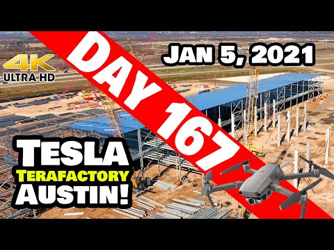 Tesla Gigafactory Austin 4K  Day 167 - 1/5/21  Terafactory Texas - GIGA TEXAS CONSTRUCTION PROGRESS!