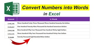 How to Automatically Convert Numbers into Words in Excel | Spell Number Formula