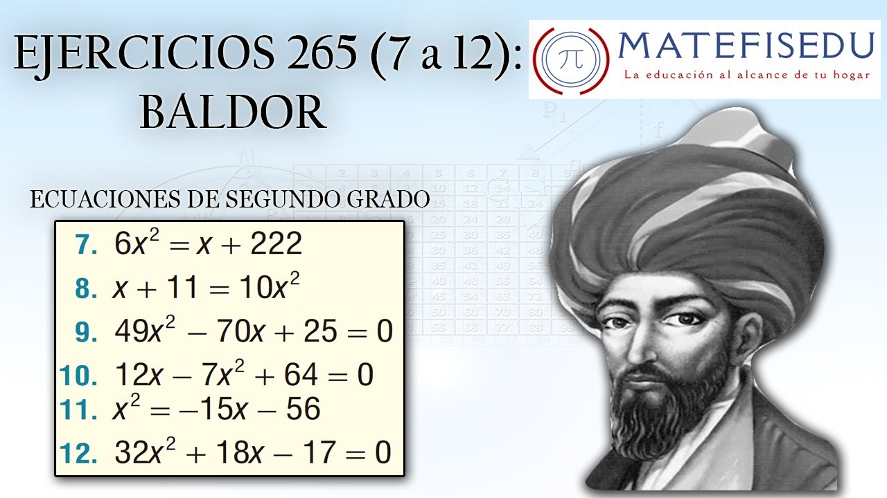 Baldor ejercicio 265 (ECUACIONES DE SEGUNDO GRADO-SEGUNDA PARTE)
