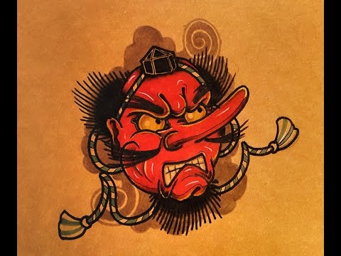 How to Draw a Tengu Mask