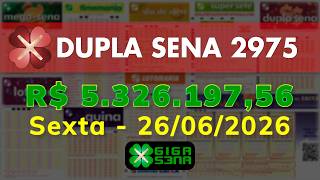 Resultado da Dupla Sena 2975, Sexta-feira, 26/06/2026