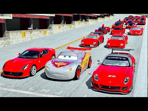Silver Lightning McQueen Piston Cup vs Ferrari Hypercars at Highlands