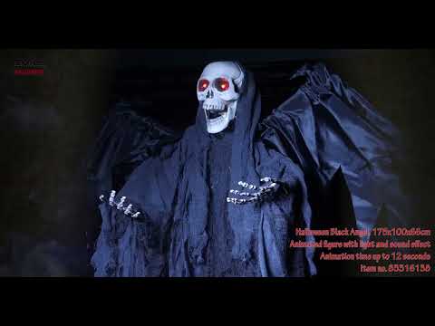 EUROPALMS Halloween Schwarzer Engel, 175x100x66cm