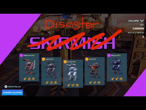 Skirmish Disaster | War Robots Gameplay (Ares, Hellburner, Ao Jun, Mercury, Leech)