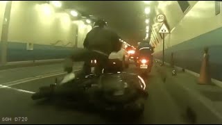【車禍影片】 急煞自摔？（2022.12.21 台北市中山區復興北路地下道