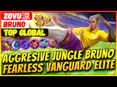 Aggresive Jungle Bruno, Fearless Vanguard Elite [ Top Global Bruno ] Zovu涼 - Mobile Legends Gameplay