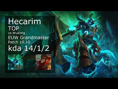 Hecarim vs Wukong Top - EUW Grandmaster 14/1/2 Patch 10.10 Gameplay