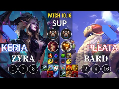 DRX Keria Zyra vs DRX Pleata Bard Sup - KR Patch 10.16
