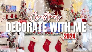 CHRISTMAS DECORATE WITH ME 2024 | RED & WHITE CHRISTMAS DECORATIONS