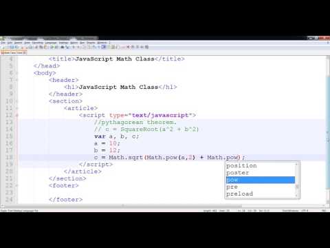 Javascript Math Class Pythagorean Theorem