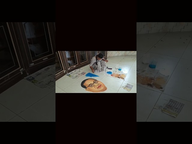 Portrait Rangoli art indian jurist Ambedkar by jyoti - video 2