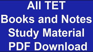 All TET Books and Notes Study Material PDF Download
