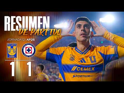 📹 Resumen Liga MX | Tigres 1-1 Cruz Azul | Jornada 12 | Apertura 2025