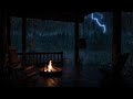 Rainy Evening In A Rustic Cabin Thunderstorm Fireplace Sounds For Sleep Focus
