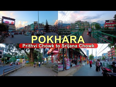 Pokhara's Popular Landmark Sunset City Strolls Prithvi Chowk  to Srijana Chowk 2025🇳🇵 - Nepal 4K