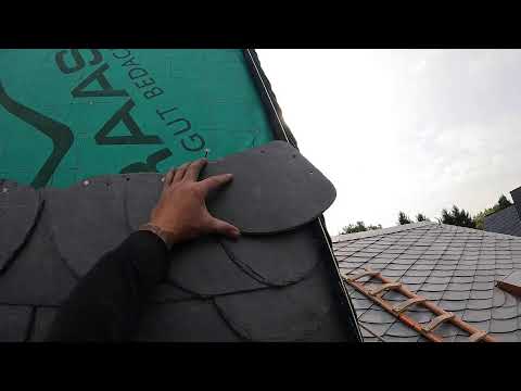 Schuppendeckung mit Schiefer von Rathscheck am Schornstein - Teil 3 - Live vom Schieferdach in Be...