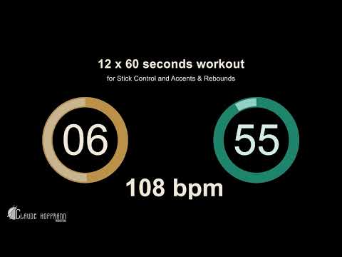 12 times 60 seconds Metronome, speeds 108, 114 & 120 bpm