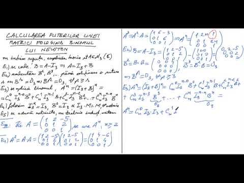 Puterile unei matrice utilizând binomul lui Newton