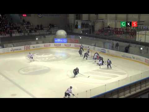 33. kolejka PLH: GKS Tychy - Ciarko PBS Bank KH Sanok 4:3. Skrót meczu