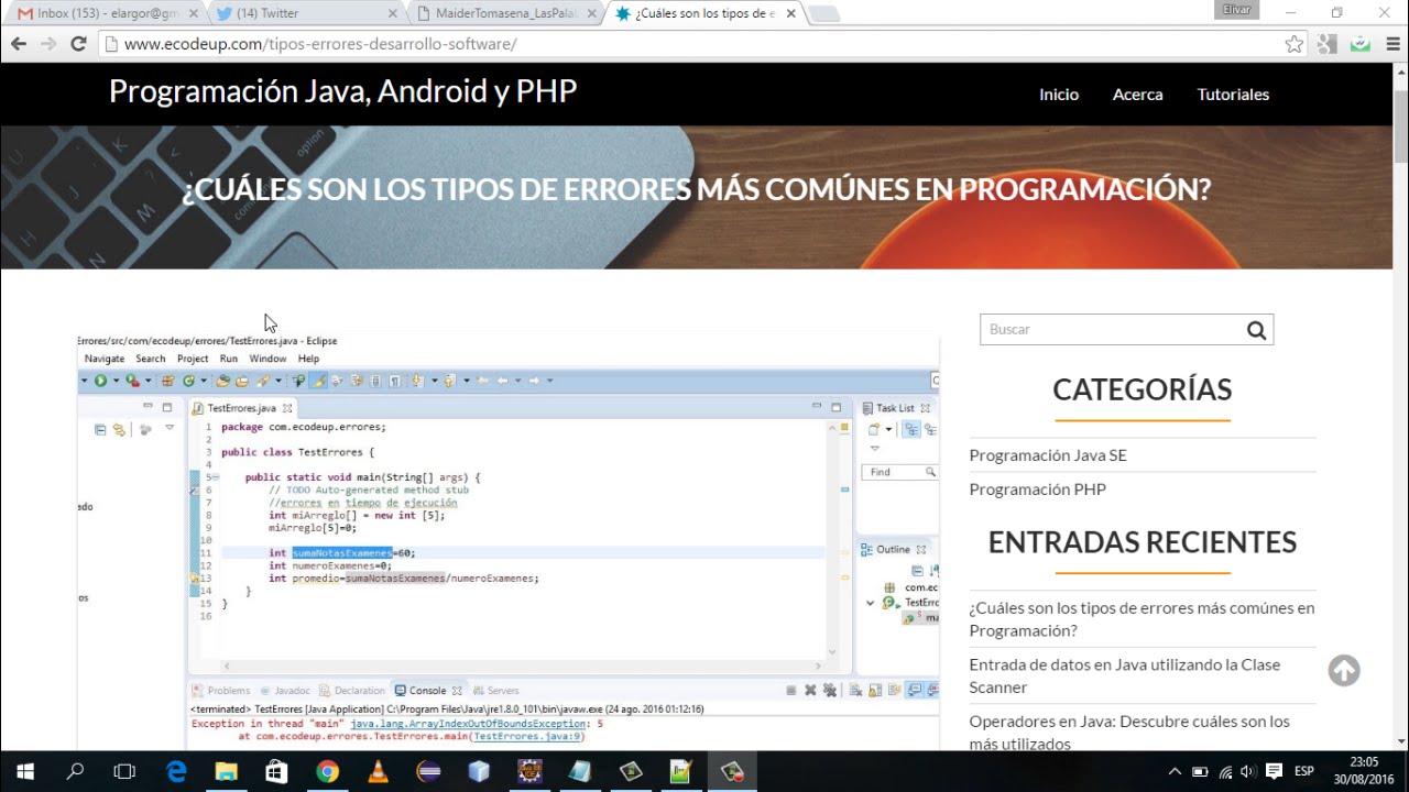 Tipos de errores en Desarrollo de Software y Programación