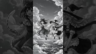 【AI】AIに作らせた霊夢と魔理沙【モノクロ版】  #shorts