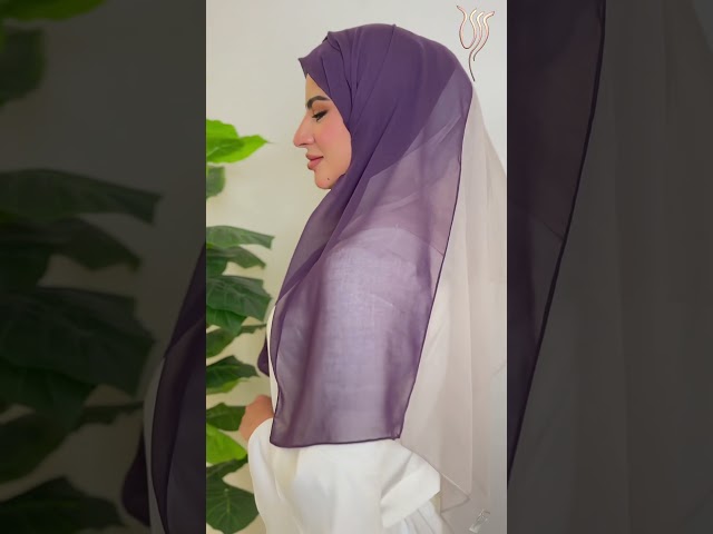 طرحة بوال لونين موف غامق وبدي روز طبقة واحدة