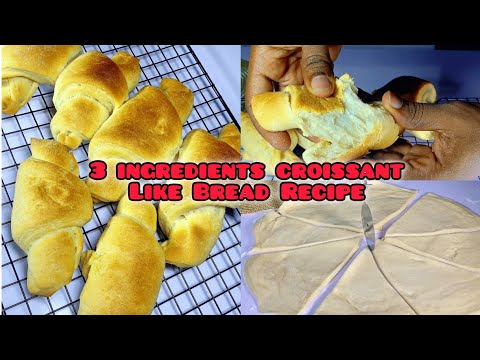 How to make white bread with just 3 ingredients and shape it to look like a croissant 🥐