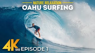 4K Slow-Motion Waves of Oahu | Relaxing North Shore Surf Competition in Hawaii - Part 1