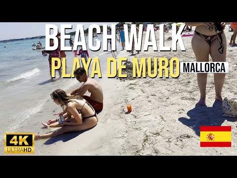 Beach Walk Mallorca - Playa De Muro - Spain 4K 💛 Full Walking Tour June 2023🧡